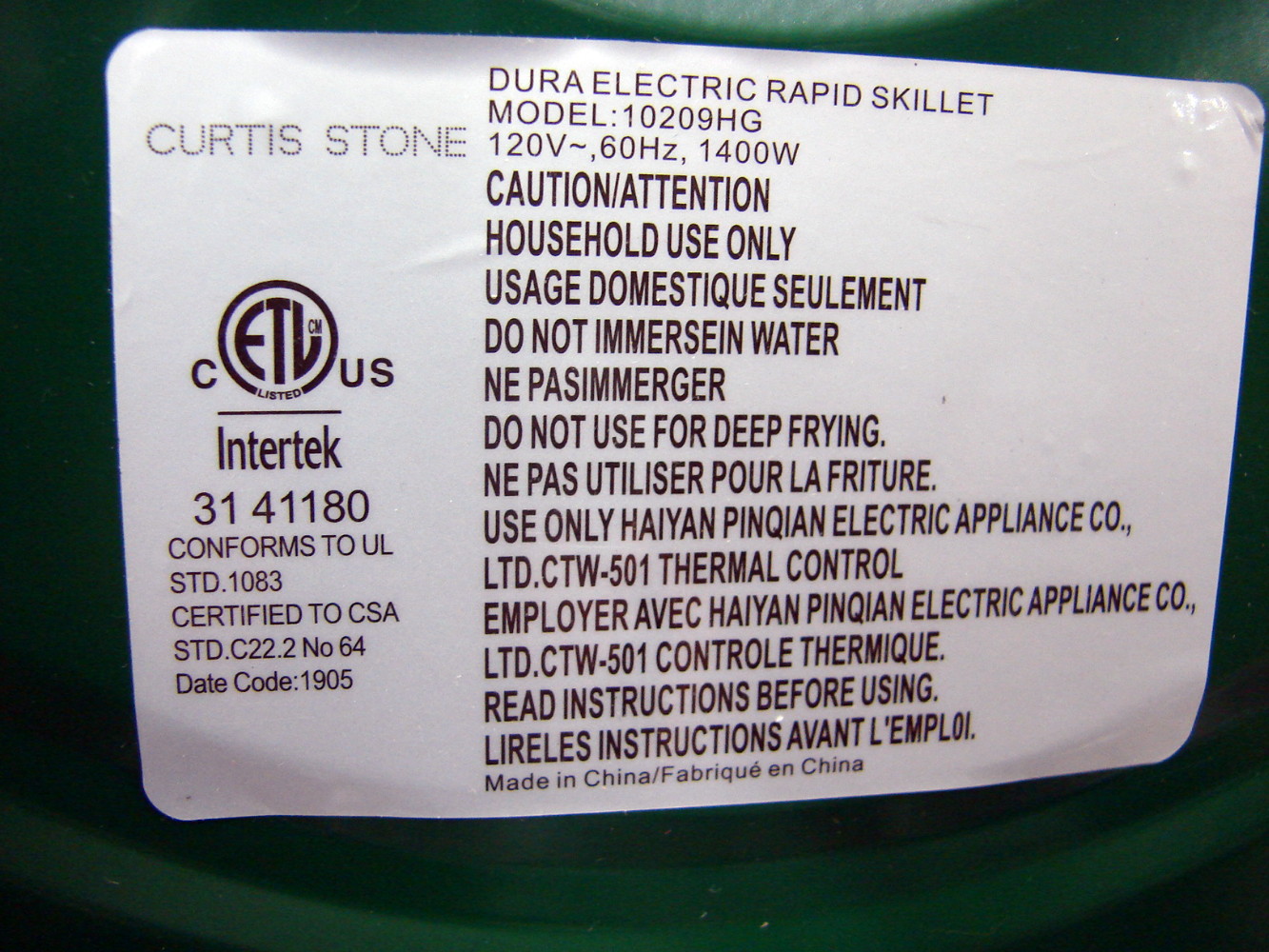 Brand New as is Curtis Stone #10209 Hunter Green 3 in 1 Indoor Grill Roaster - Image 3