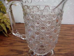 Vintage EAPG Findlay Glass Currier Ives Daisy Button Clear Glass Pitcher Bellaire Goblet