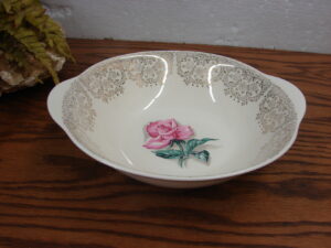 Vintage Serving Bowl Delmar Rose 22KT Gold Iva-Lure Crooksville OH Dinnerware