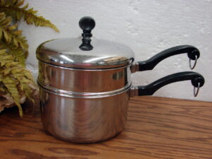 Vintage Farberware Stainless Steel Aluminum Clad Cookware Double Boiler Sauce Pan 2 Qt Stack