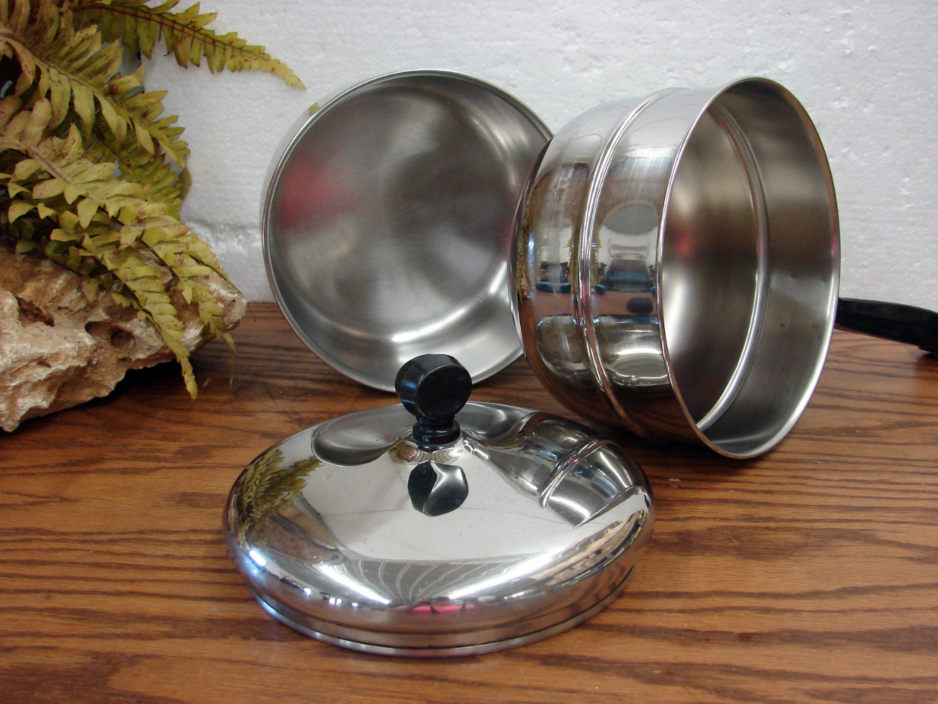 Vintage Farberware Stainless Steel Aluminum Clad Cookware Double Boiler Sauce Pan 2 Qt Stack - Image 2
