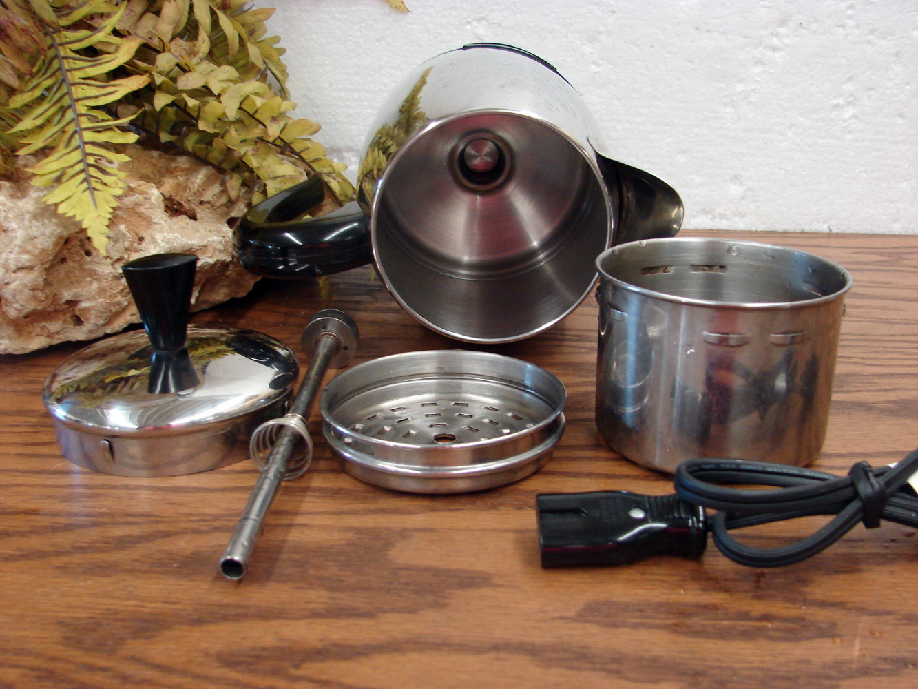 Vintage Blue Farberware 8 Cup Stainless Steel Superfast Electric Coffee Percolator Tested #280 - Image 4