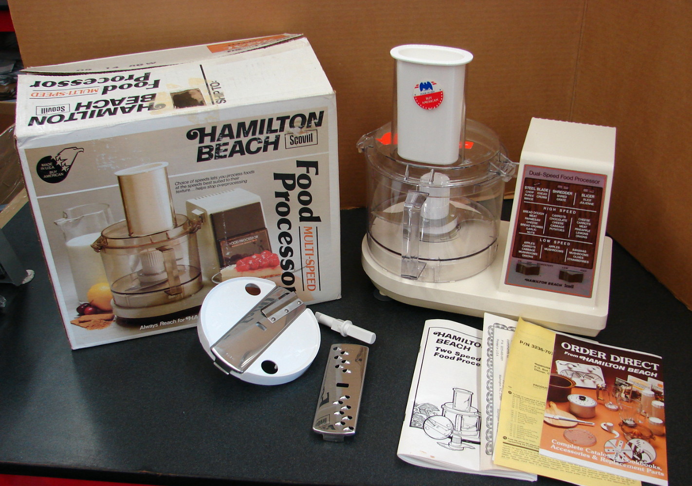 Like New Hamilton Beach Electric Food Processor #702 2 Speed Almond Original Box