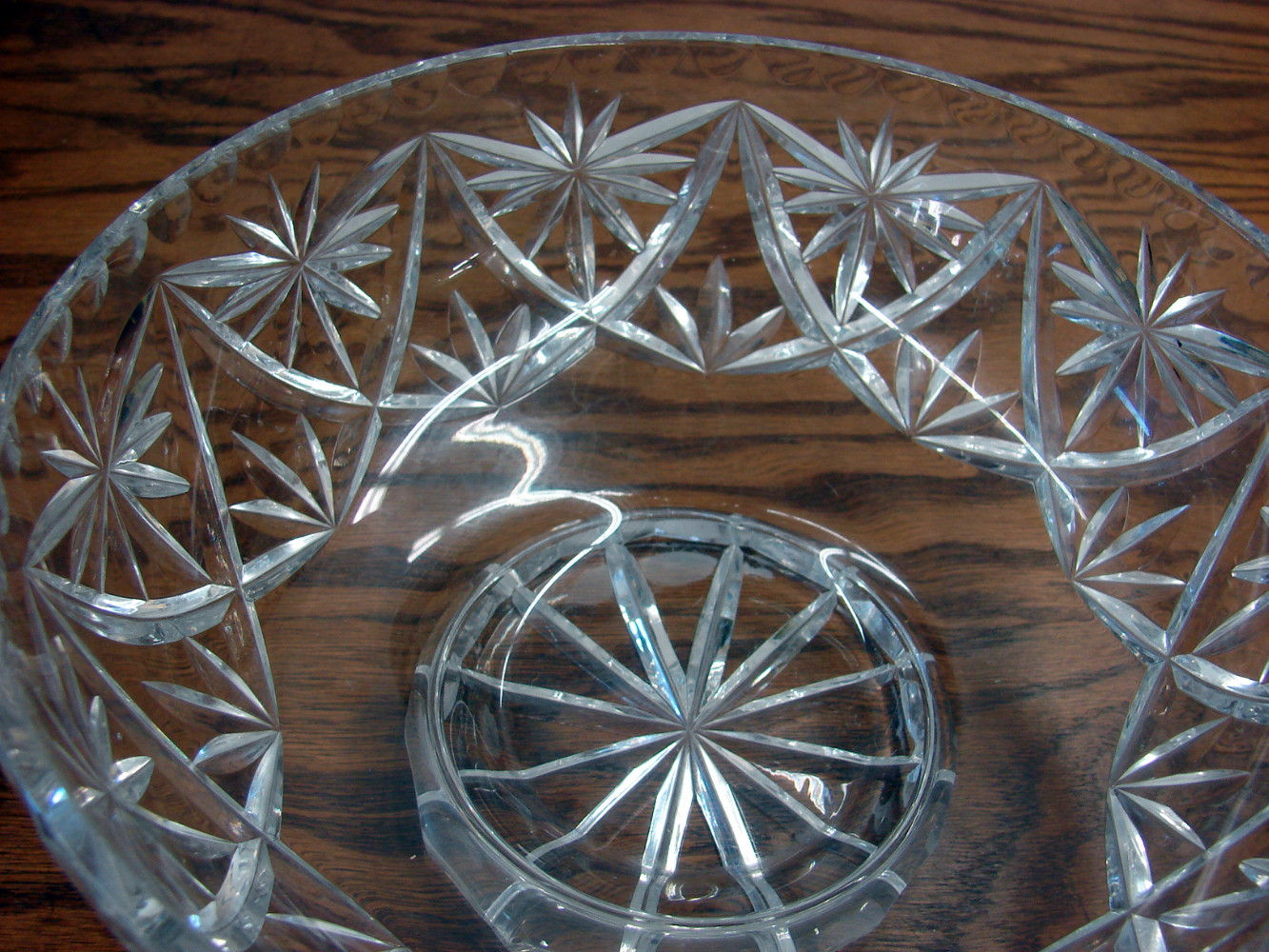 Vintage 1950's Cut Glass Pinwheel Star Heavy Crystal Footed Bowl 8" - Image 2