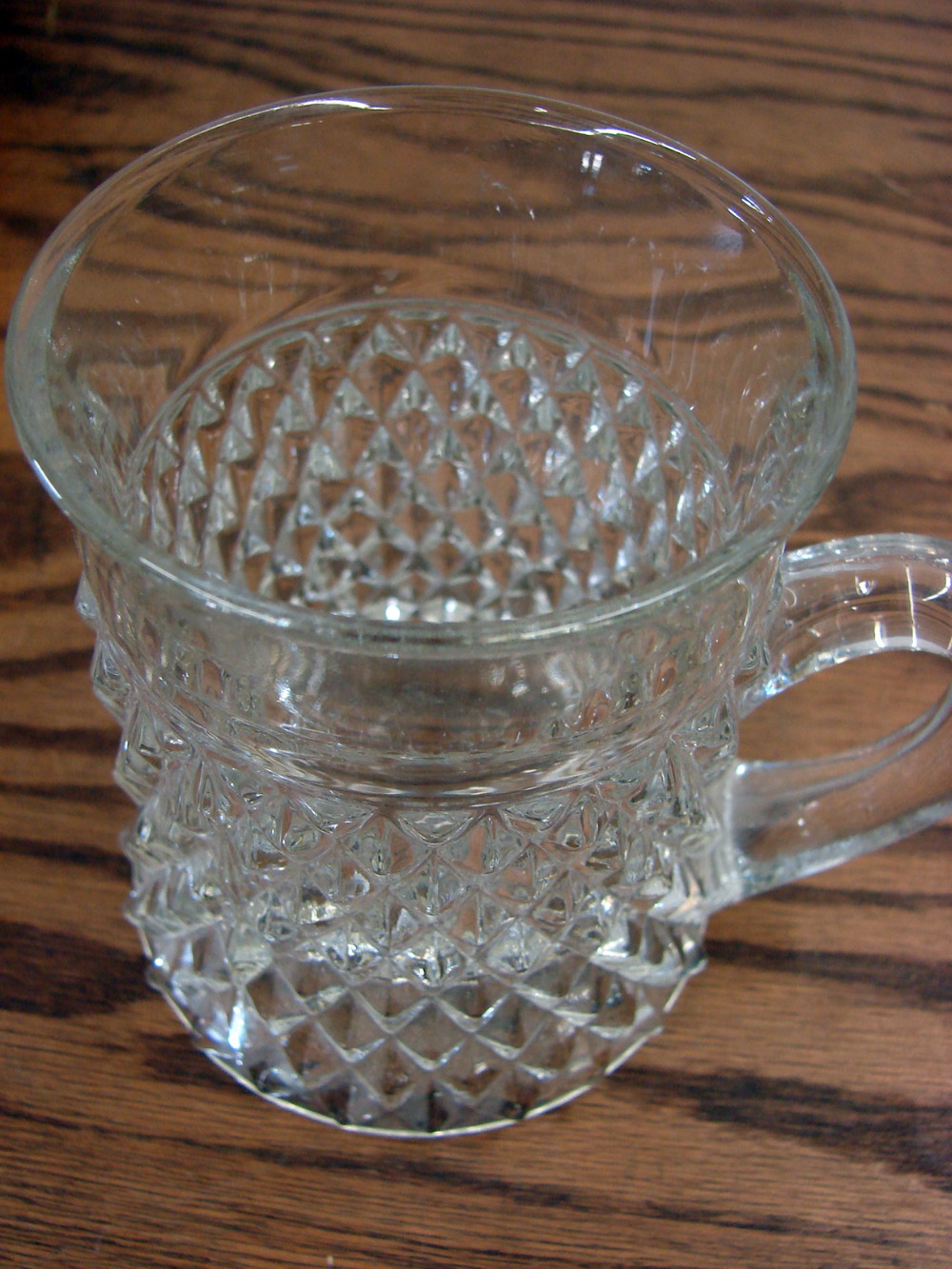Vintage Indiana Glass Clear Diamond Point Tankard Mug 4" - Image 2