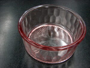 Vintage Jeanette Glass Pink Hex Optic Bowl