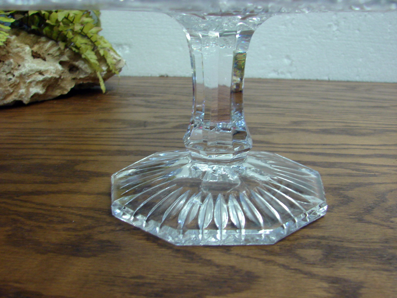 Vintage Lead Crystal Cake Stand Rose Etched Plate Clear Pedestal Display 12” - Image 3