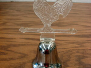 Vintage Clear Lucite Weathervane Rooster Chicken Bell Silver Metal