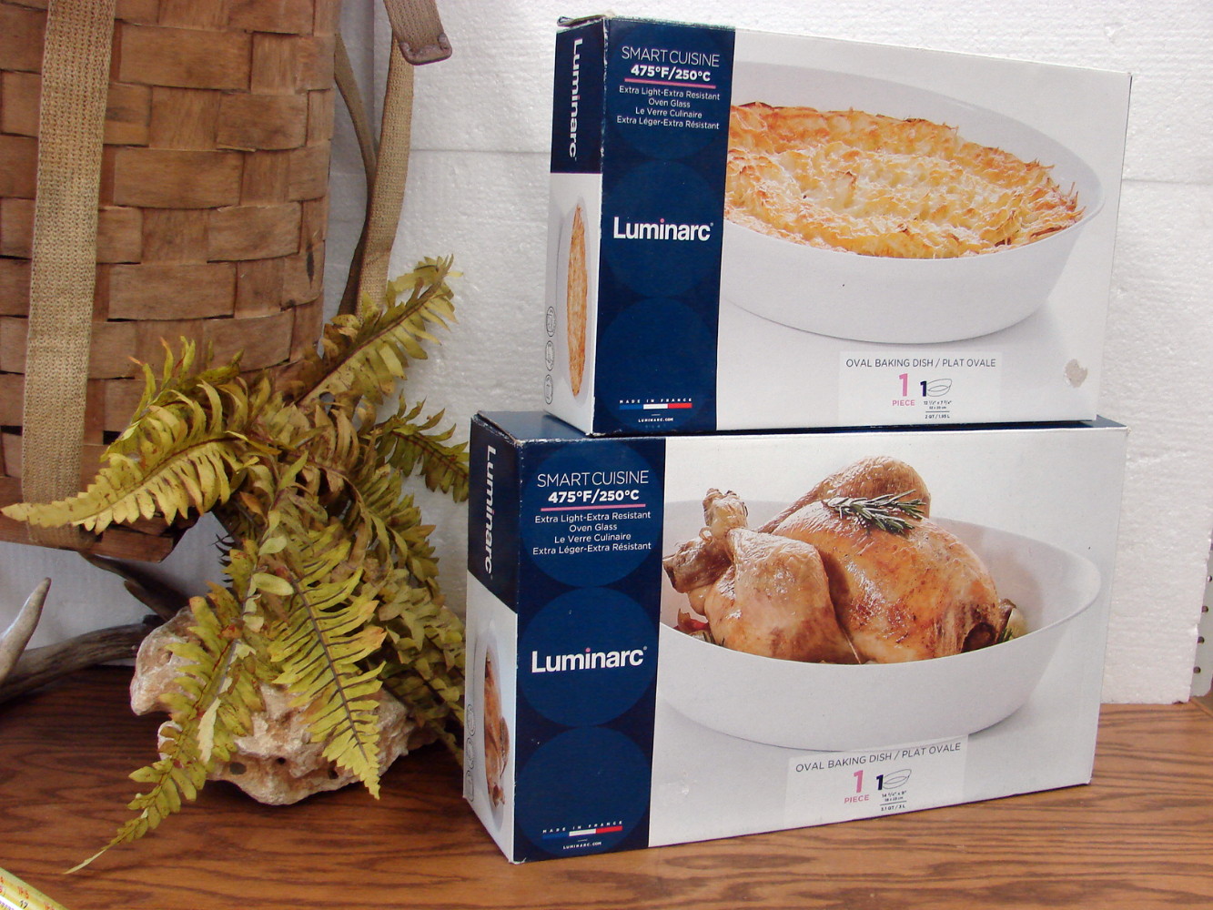 Brand New Set/2 Luminarc Glass Oval Smart Cuisine Baking Dish Oven Microwave Fridge White