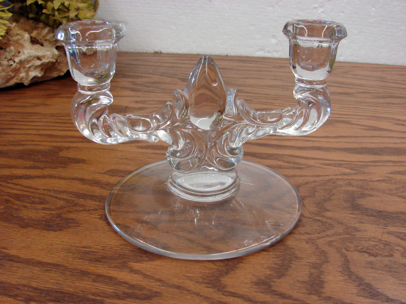 Crystal Martinsville Teardrop Arm Glass Candelabra Candle Holder