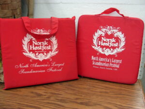 Set/2 Vintage Norwegian Norsk Hostfest Stadium Cushions Advertising Souvenier