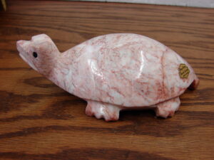 Made in Mexico Large Onyx Carved Turtle Pink Vein 6"