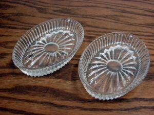 Set/2 Vintage EAPG Oval Open Salt Cellars Master Pattern Pressed Glass Victorian Tableware