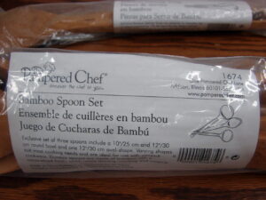 Brand New Pampered Chef Bamboo Wood Spoon Set #1674