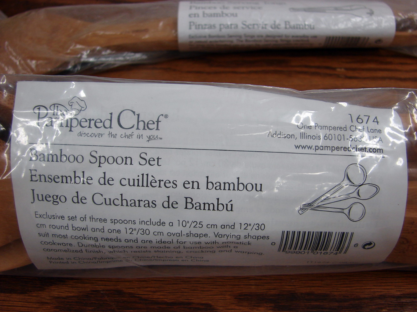 Brand New Pampered Chef Bamboo Wood Spoon Set #1674