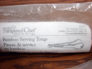 Brand New Pampered Chef Bamboo Wood Serving Tongs #2297