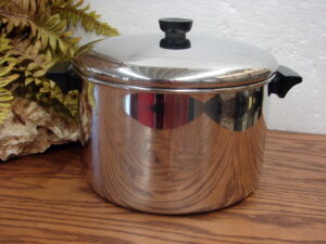 Vintage Used Revere Ware 8 qt Stainless Steel Stockpot with Lid