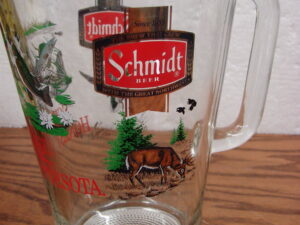 Vintage Advertising Schmidt Beer Honest to Minnesota Sportsman Bar Pitcher Duck Deer Walleye