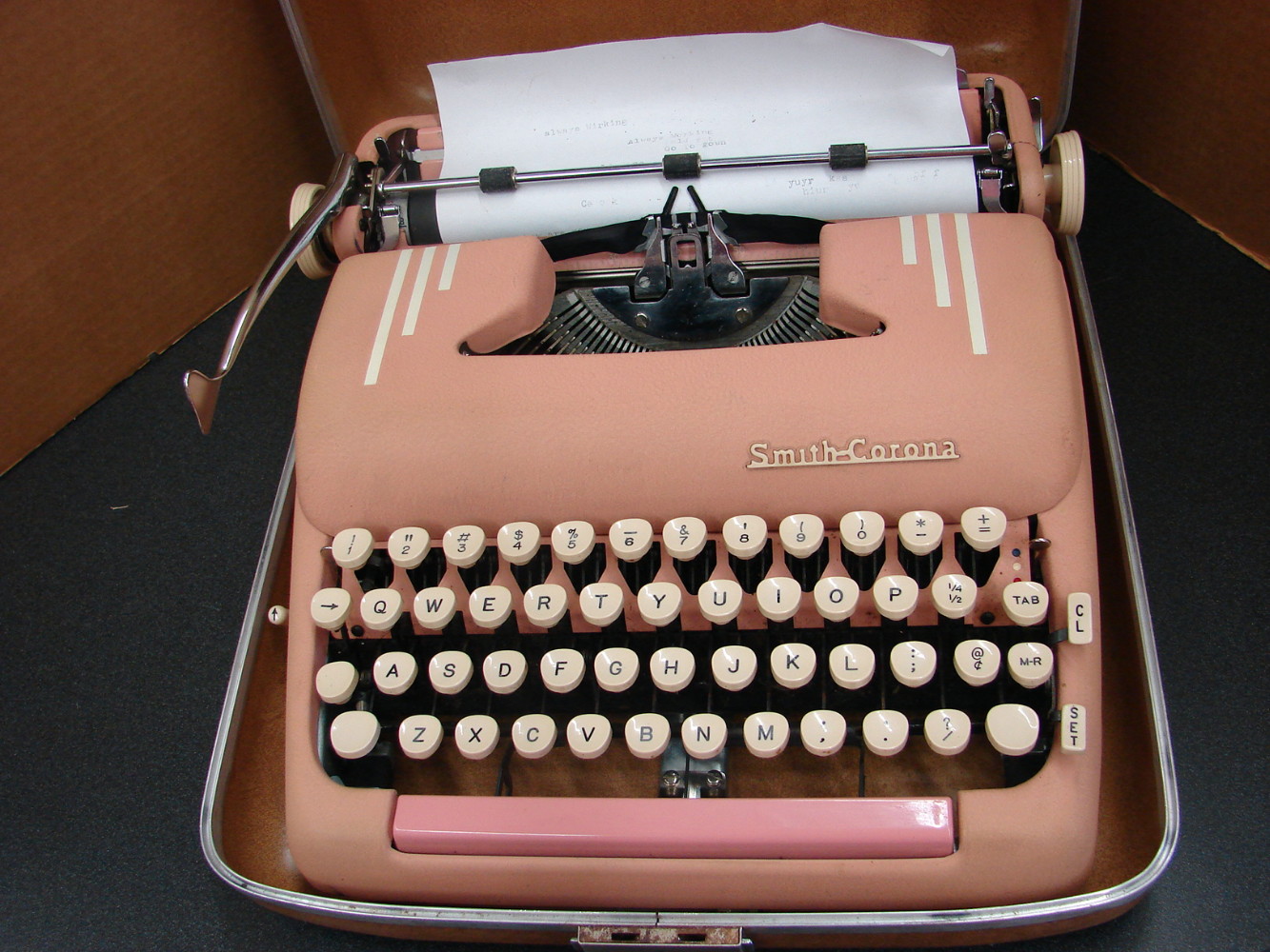 Vintage 1950's Smith Corona Silent Super Manual Typewriter Pink