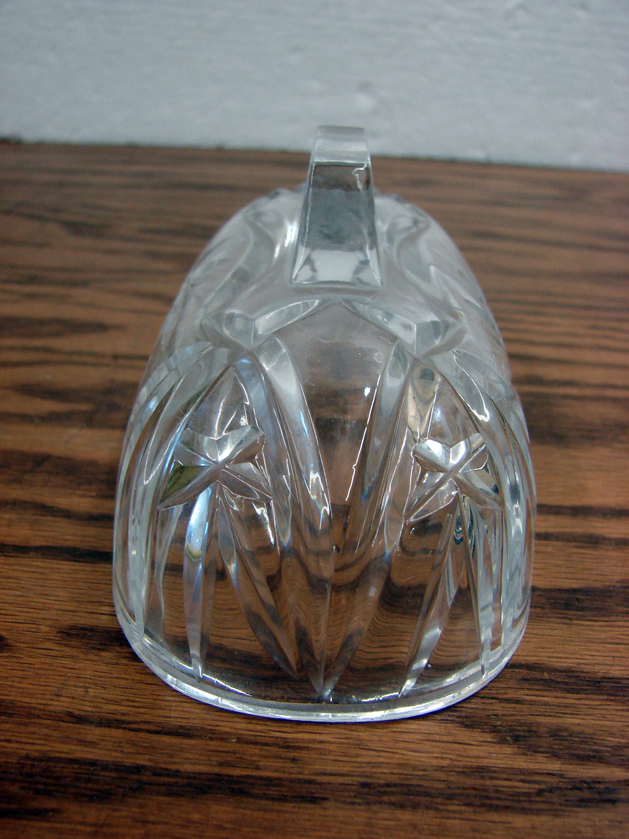 Vintage 1950's Cut Glass Pinwheel Hobstar Design Bar Handle Stick Butter Dish Lid Only - Image 2