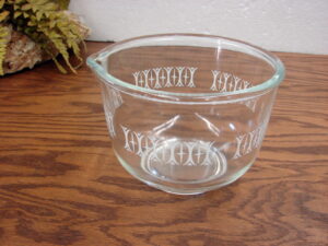 Vintage Clear Patterned Small Electric Stand Mixer Bowl White Cross Pattern Textured Bottom