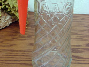 Vintage Advertising Tang Embossed Glass Drink Pitcher Orange Spout Lid 1 Quart