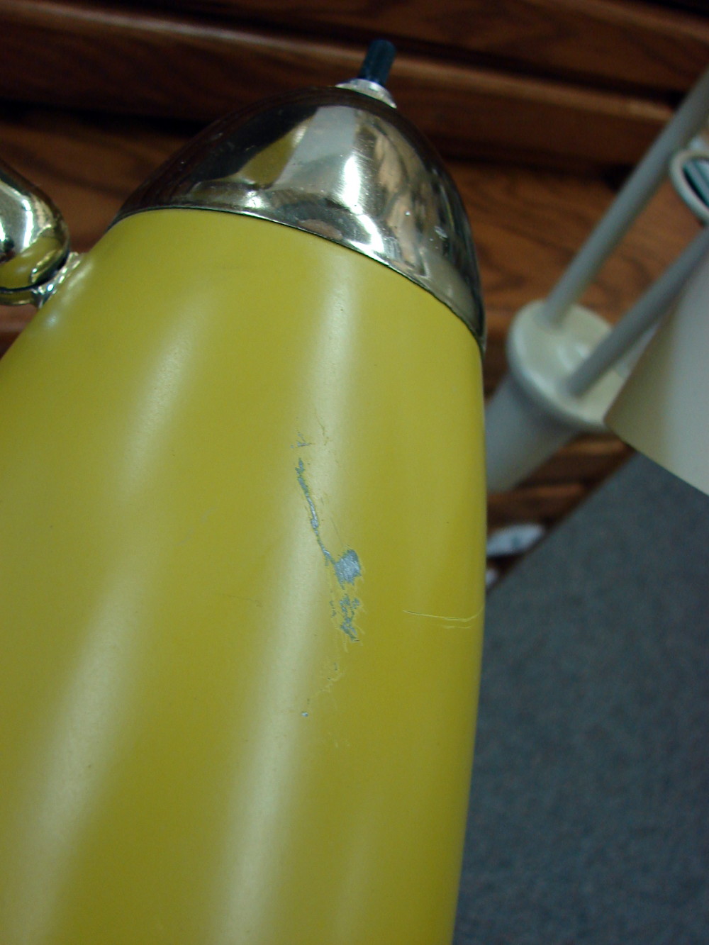 Vintage MCM Atomic Cone Triple Industrial Gerald Thurston Style Floor Lamp Yellow - Image 4