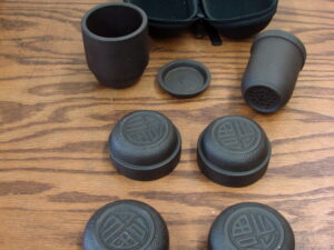 Travel Tea Set Stoneware Ceramic Kung Fu Stackable Fits in Pouch