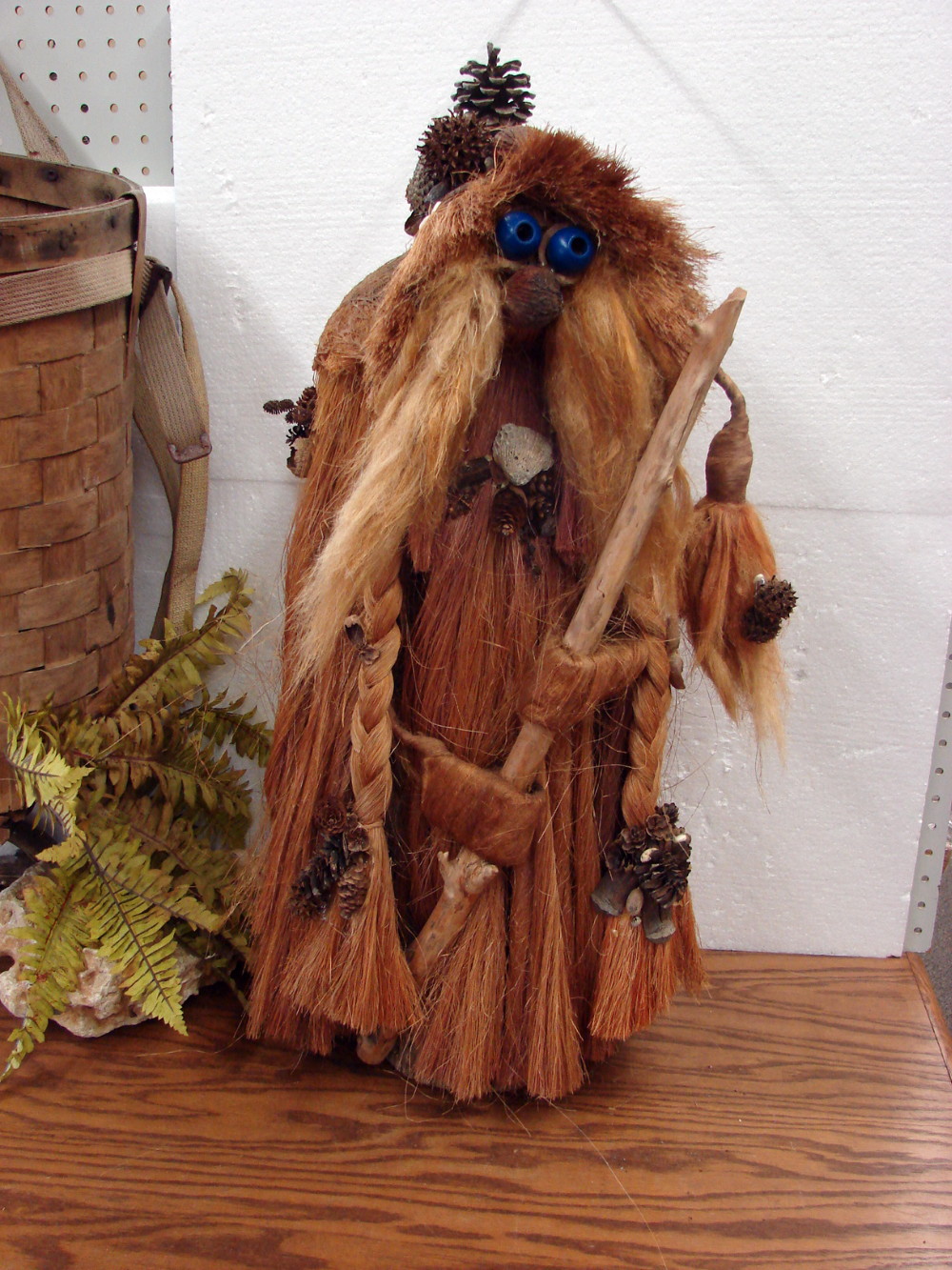 Huge Vintage Ken Arensbak The Original Arensbak 28" Naturals Troll w/ Walking Stick