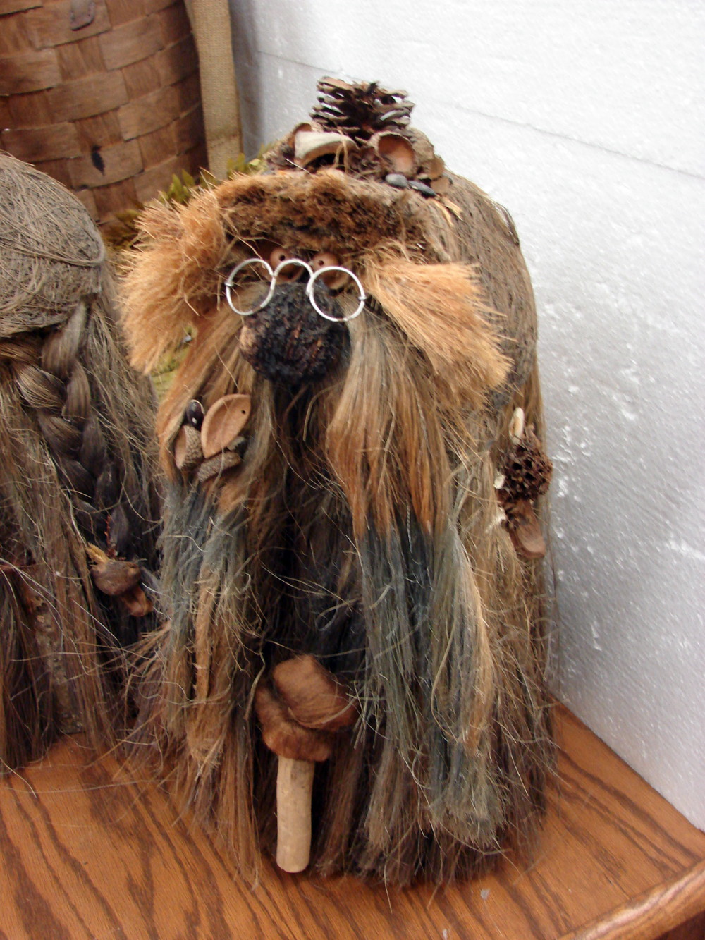 Vintage Ken Arensbak The Original Arensbak 18" Naturals Troll w/ Walking Stick Sea Shells
