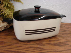 MCM West Bend Slow Cooker Replacement Crock Pot Only w/ Glass Lid Tan Brown Stripes