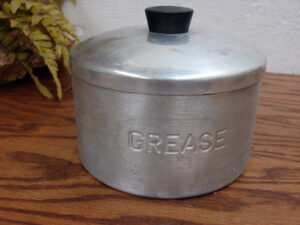 Vintage Oversized Aluminum Grease Jar Canister w/ Screen Lid