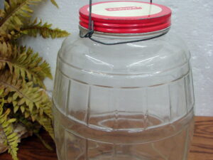 Vintage Armour Glass Jar Meat Pickle 2 Gallon Barrel Shape Lid and Wood Bail Handle