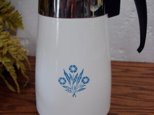 Complete Vintage Corning Ware 9 Cup Blue Cornflower Stove Top Coffee Pot Percolator Super Clean
