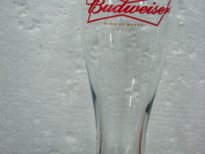 Vintage NOS Budweiser 23 Ounce Pub Pilsner Red Gold King of Beers Bow Tie Logo Glass