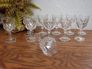 Set/11 Cristal d'Arques Durand Chaumont France Water Goblet Glasses from France