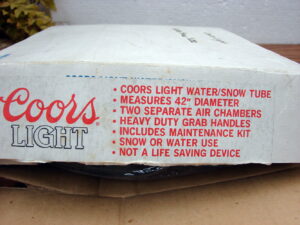 Brand New Coors Light Beer Inflatable Water Snow Tube 42" w/ Grip Handles Repair Kit