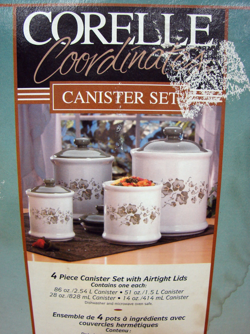 Set/4 Brand New Corelle Coordinates Corning Callaway Green Ivy Canister Set w/ Lids Sealed Box - Image 2
