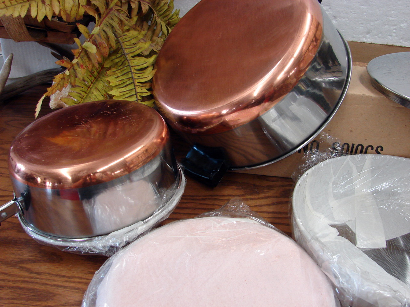 Brand New Vintage 6 pc David Craft Skillets Stock Pot Stainless Steel Copper Bottom Cookware - Image 4