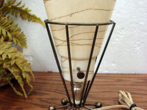 Vintage MCM Atomic Cone Desk Table Lamp Fiberglass Shade Ball Base Space Age Tested