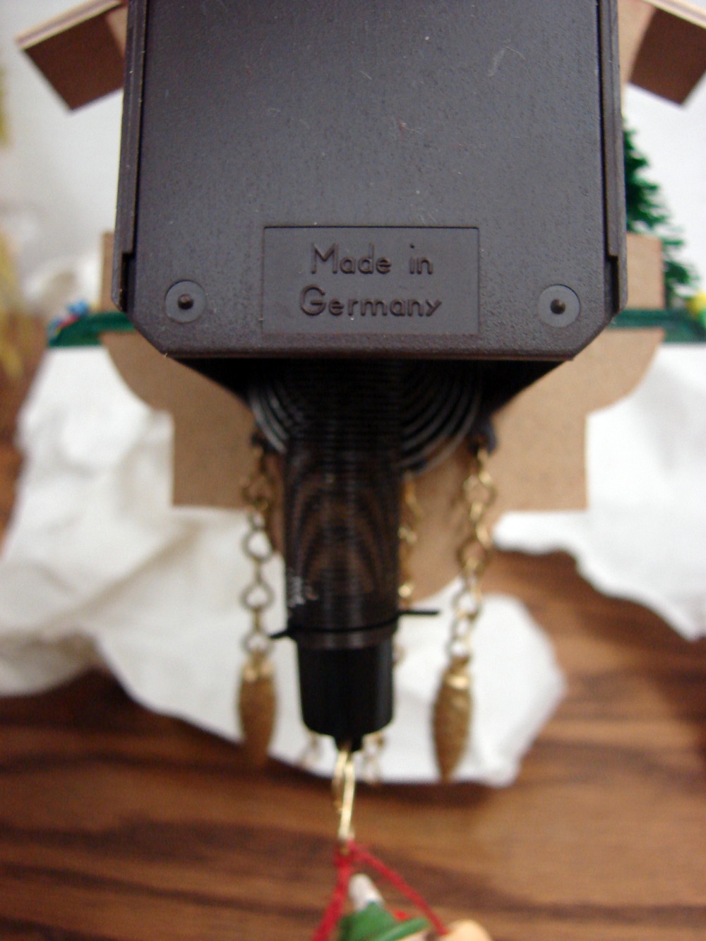 Vintage Miniature German Cuckoo Clock 4" Original Box Boy on Spring Swing Pendulum - Image 4