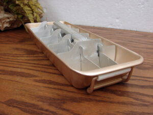 Vintage Gold Ice Cube Tray Retro Aluminum Quick Release w/ Handle