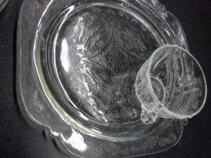 8 pc Vintage Indiana Glass Clear Madried Recollection Snack Set Service for 4 Depression Style