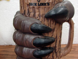 Vintage Large Jack Links Beef Jerky Oversized Sasquatch Hand Display Mug Plastic