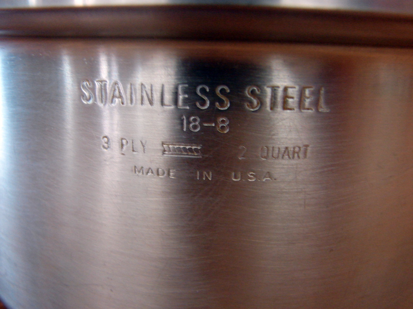 Set/2 Kitchen Craft Stainless Steel Sauce Pan Set 3 Ply 1 and 2 Quart w/ Logo Knob Lids - Image 2