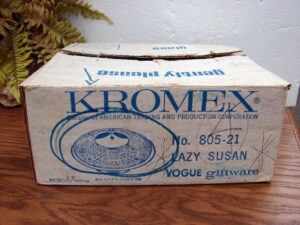 Vintage Brand New Kromex Chrome Glass Hors d'oeuvres 7 pc Lazy Susan Set in Box