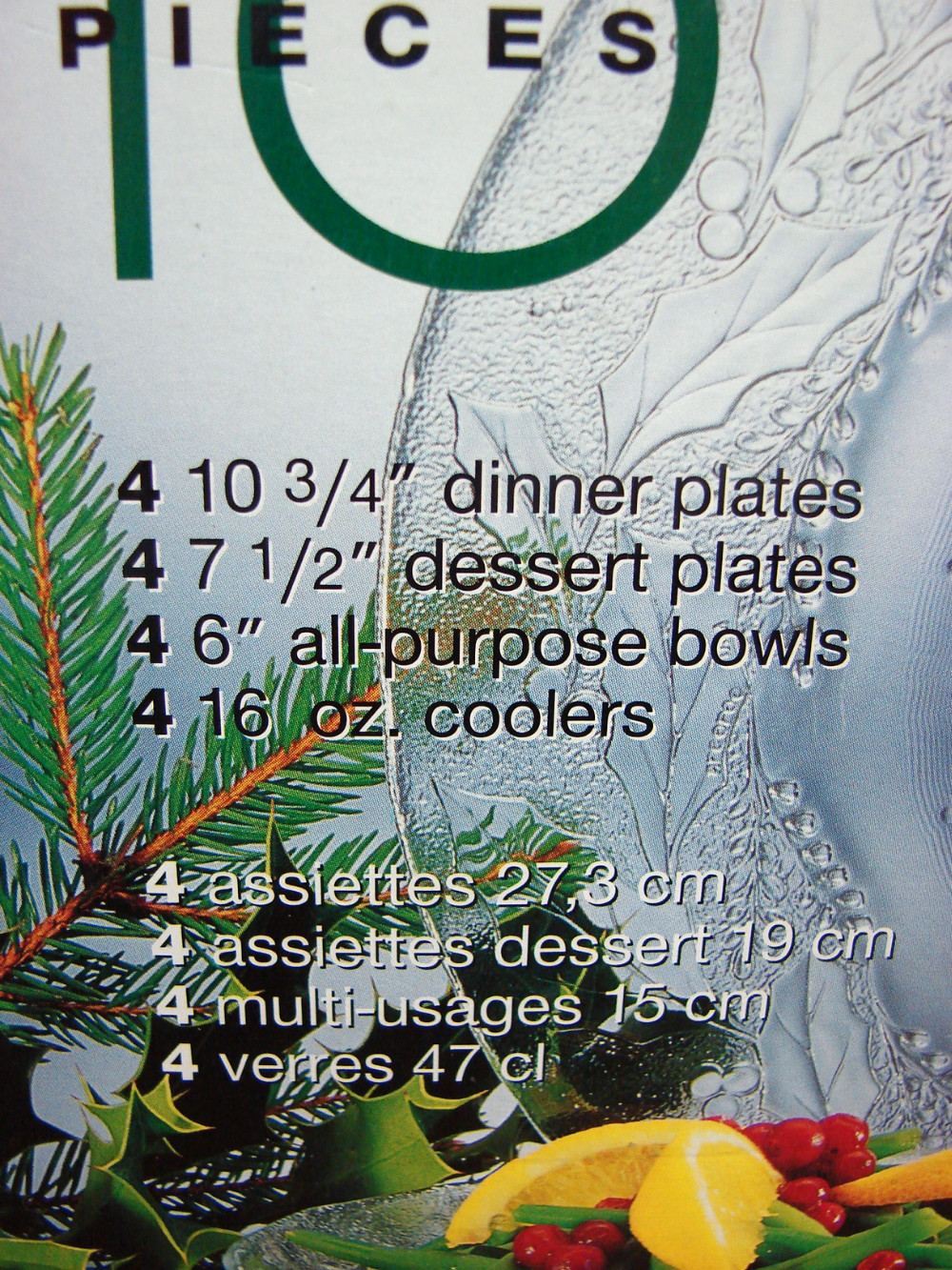 Brand New 16 pc Luminarc Holly Tree Glass Dinnerware Set w/ Cooler Tumblers Christmas Holiday - Image 3