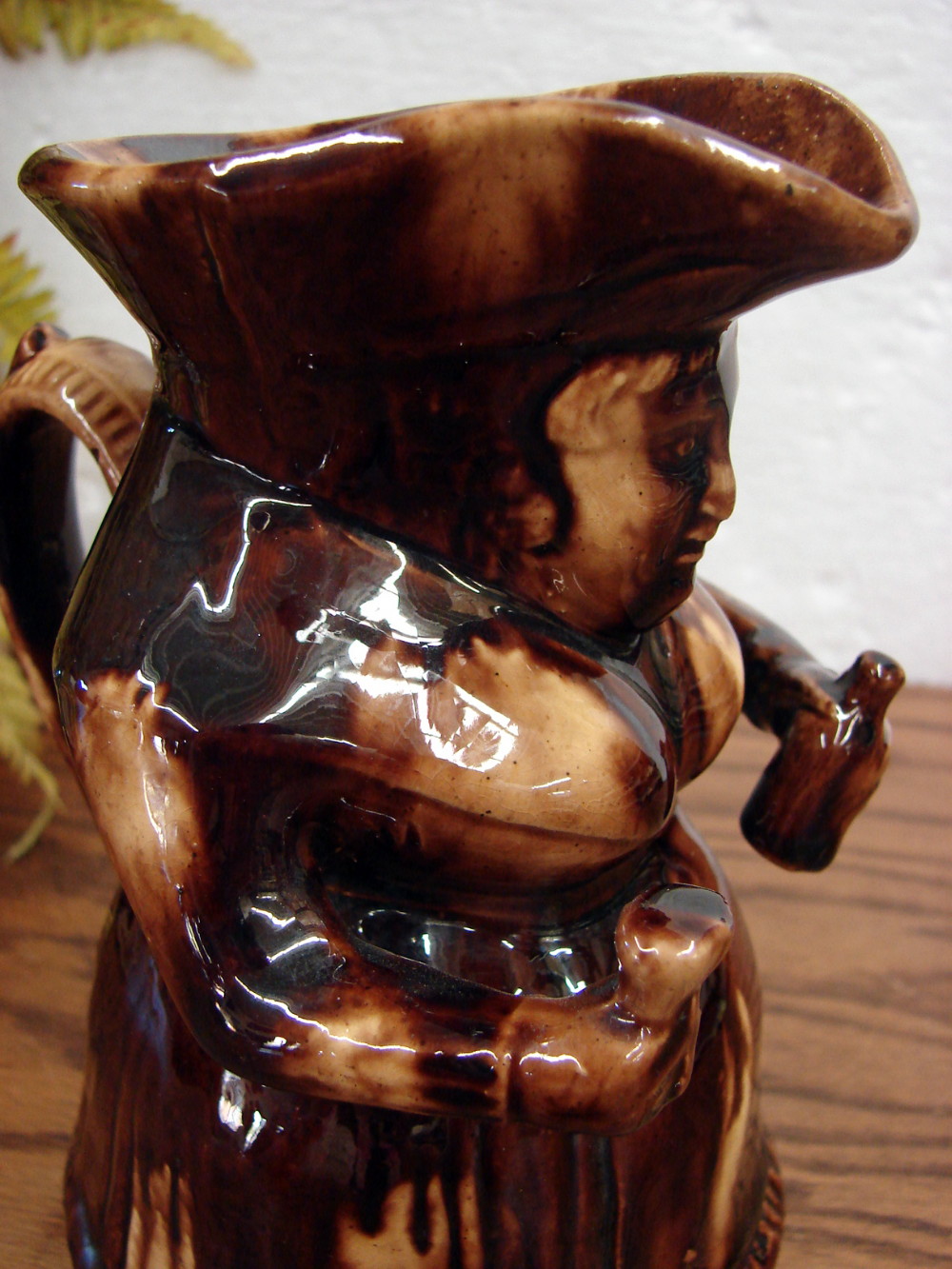 Vintage Yelloware Stoneware Rockingham Bennington Glaze Toby Martha Gunn Pitcher - Image 3