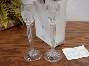 Vintage Brand New Oneida Southern Garden Lead Crystal Germany 8" Candlesticks Pair