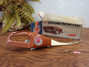 Vintage 1972 Popeil's Pocket Fisherman Folding Fishing Pole Spin Casting Complete w/ Box Case